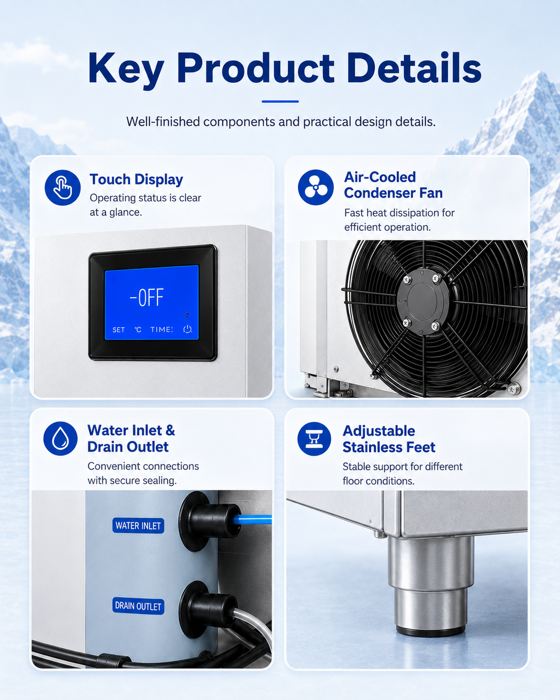 AXOSPRO Commercial & Industrial Flake Ice Machine - 300/500/1000KG/24h detail image 11