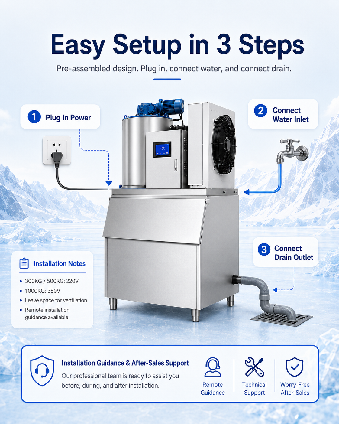 AXOSPRO Commercial & Industrial Flake Ice Machine - 300/500/1000KG/24h detail image 12
