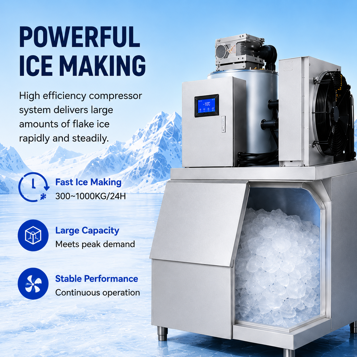 AXOSPRO Commercial & Industrial Flake Ice Machine - 300/500/1000KG/24h detail image 5