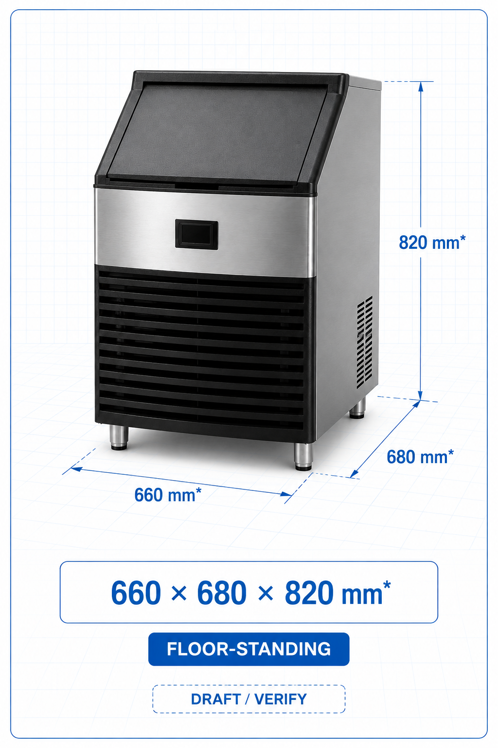 Axospro IM-108 Commercial Ice Maker - 95-110 kg/day Cube Ice, 40 kg Storage Bin detail image 6
