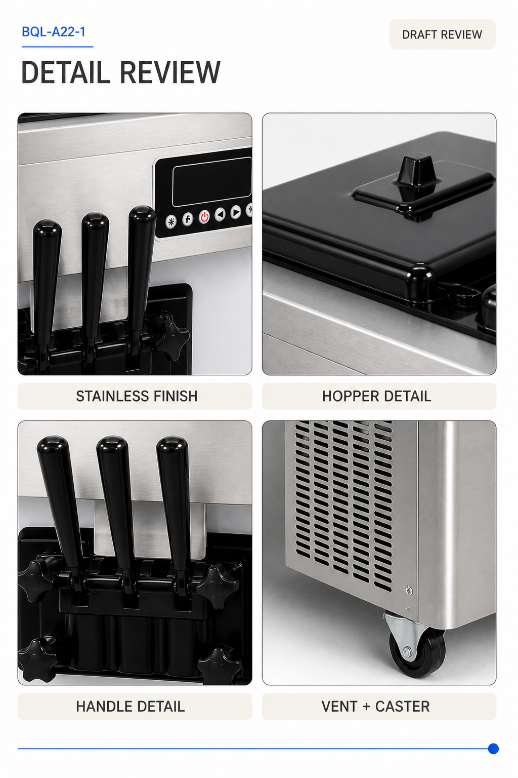 Axospro BQL-A22-1 Floor-Standing Soft Serve Machine - 18-25 L/h, 3 Heads, 2x7L Hoppers detail image 9
